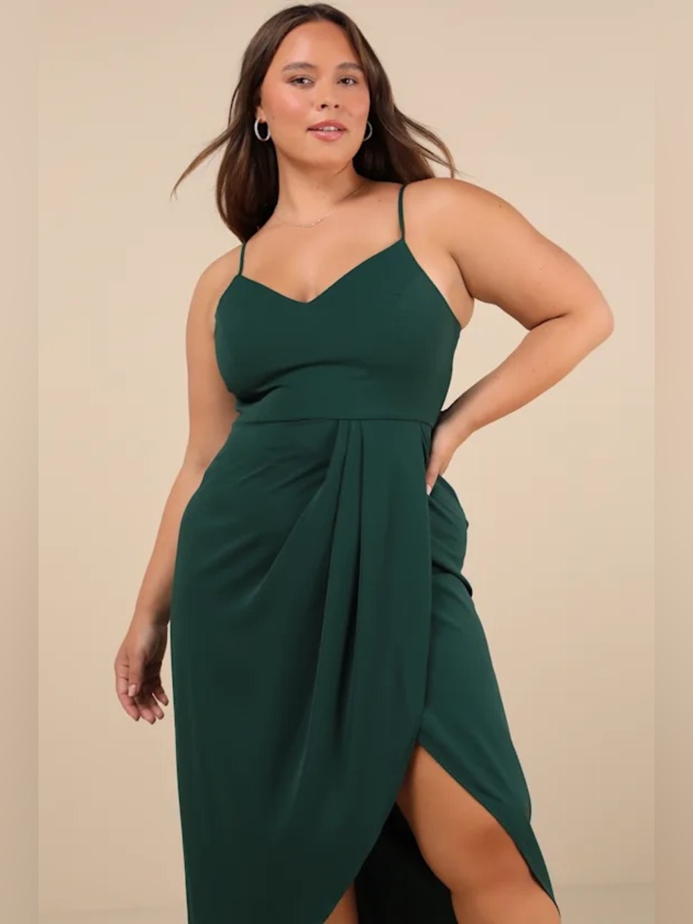 Lulus Reinette Dark Green Midi Dress, XL